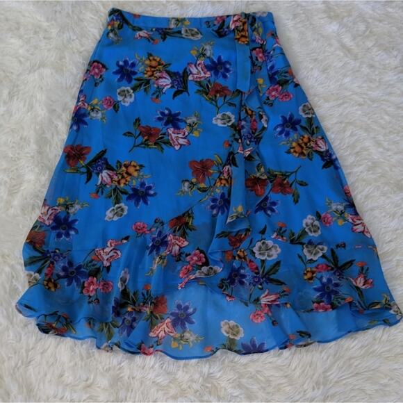 NEW Calvin Klein Ruffle Blue Floral Skirt 6 - Picture 3 of 8